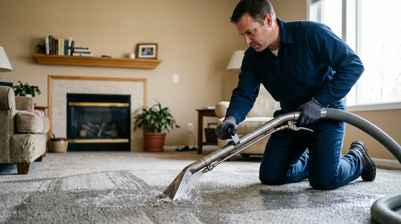 Water damage restoration technician working near Okoboji, IA